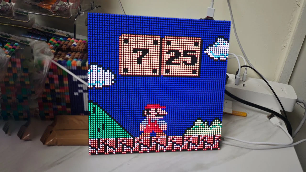 Clockwise: ESP32 HUB75 LED matrix wall clock with swappable faces photo 2